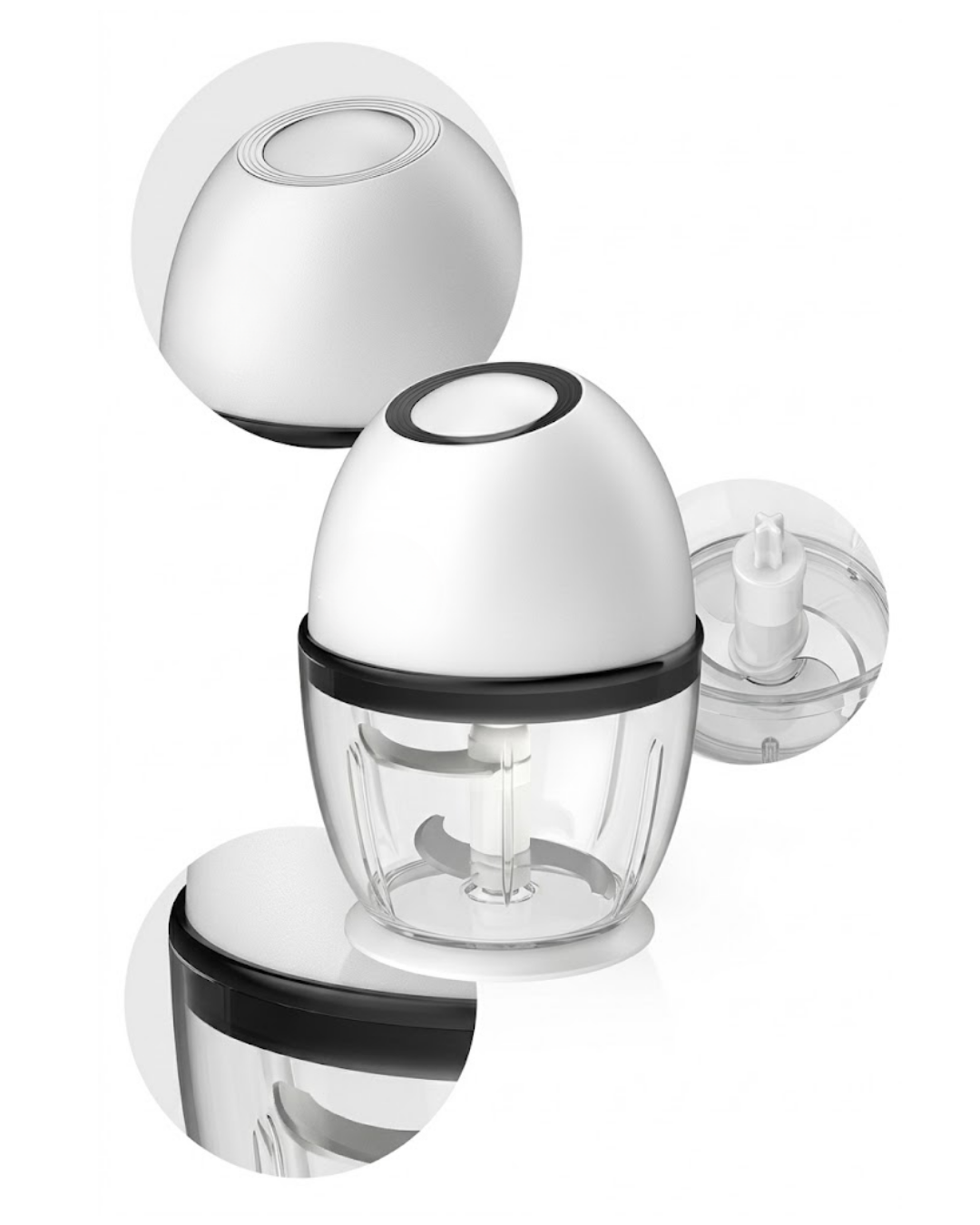 Kablosuz Mini Doğrayıcı 450 ML Şarjlı Sebze Doğrayıcı Paslanmaz Çelik Bıçaklı - Görsel 3