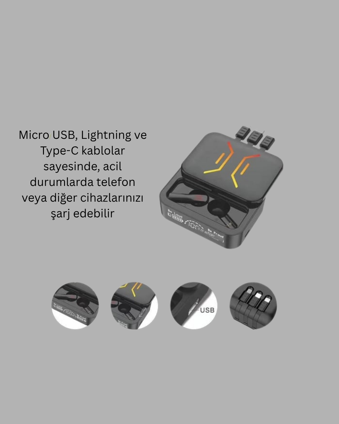 Kablosuz Bluetooth 5.0 Kulaklık – 300mAh Şarj Kutusu - Görsel 3