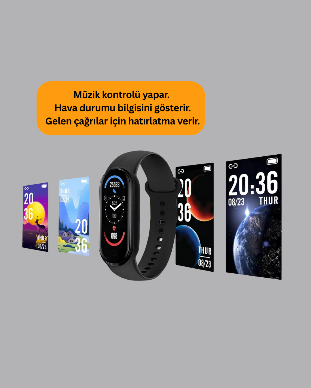 Bluetooth 5.0 Akıllı Bileklik – Kalp, Uyku ve Aktivite Takibi - Görsel 3