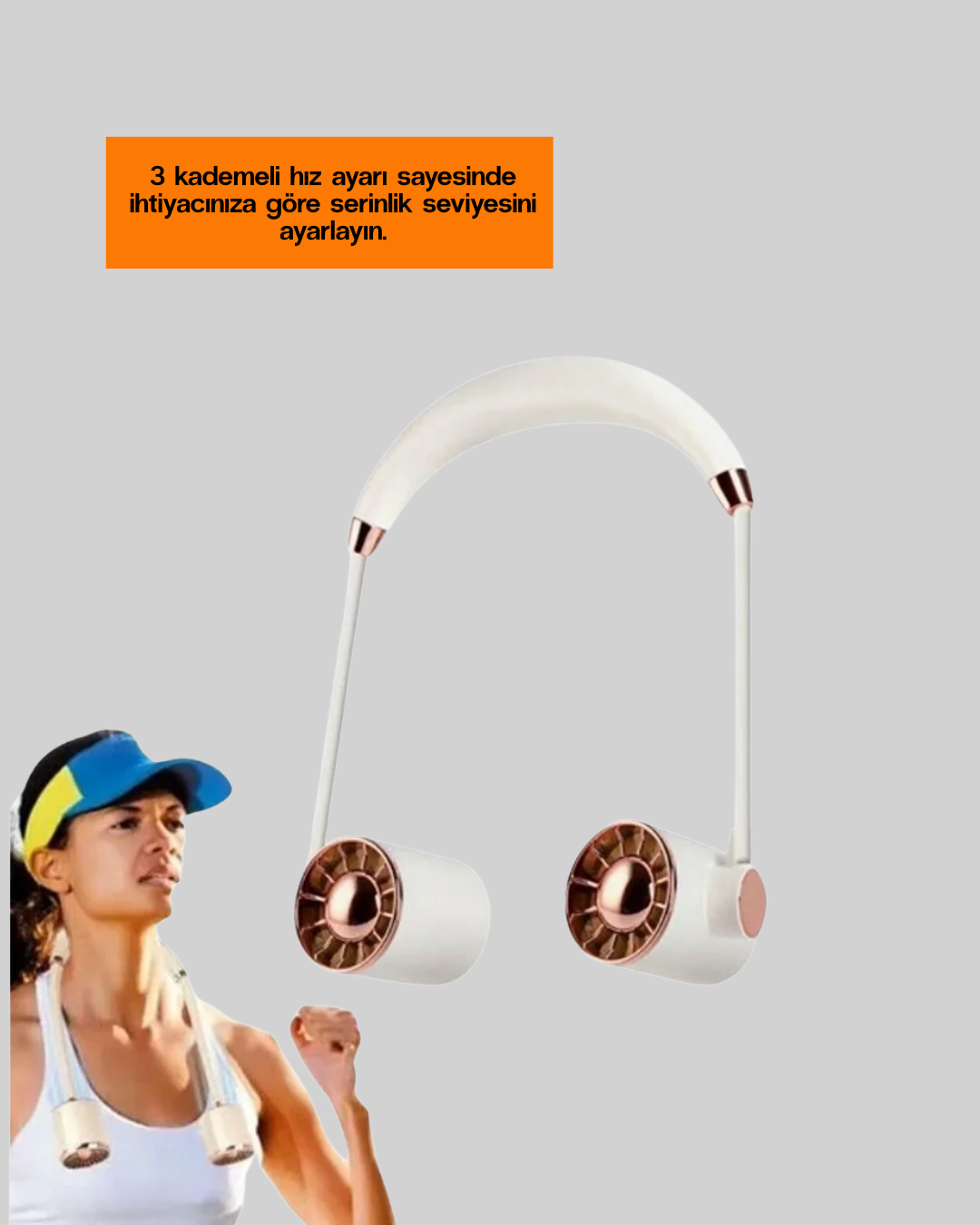 Katlanabilir Asılabilir Mini Fan USB Şarjlı 3 Kademeli Sessiz - Görsel 3