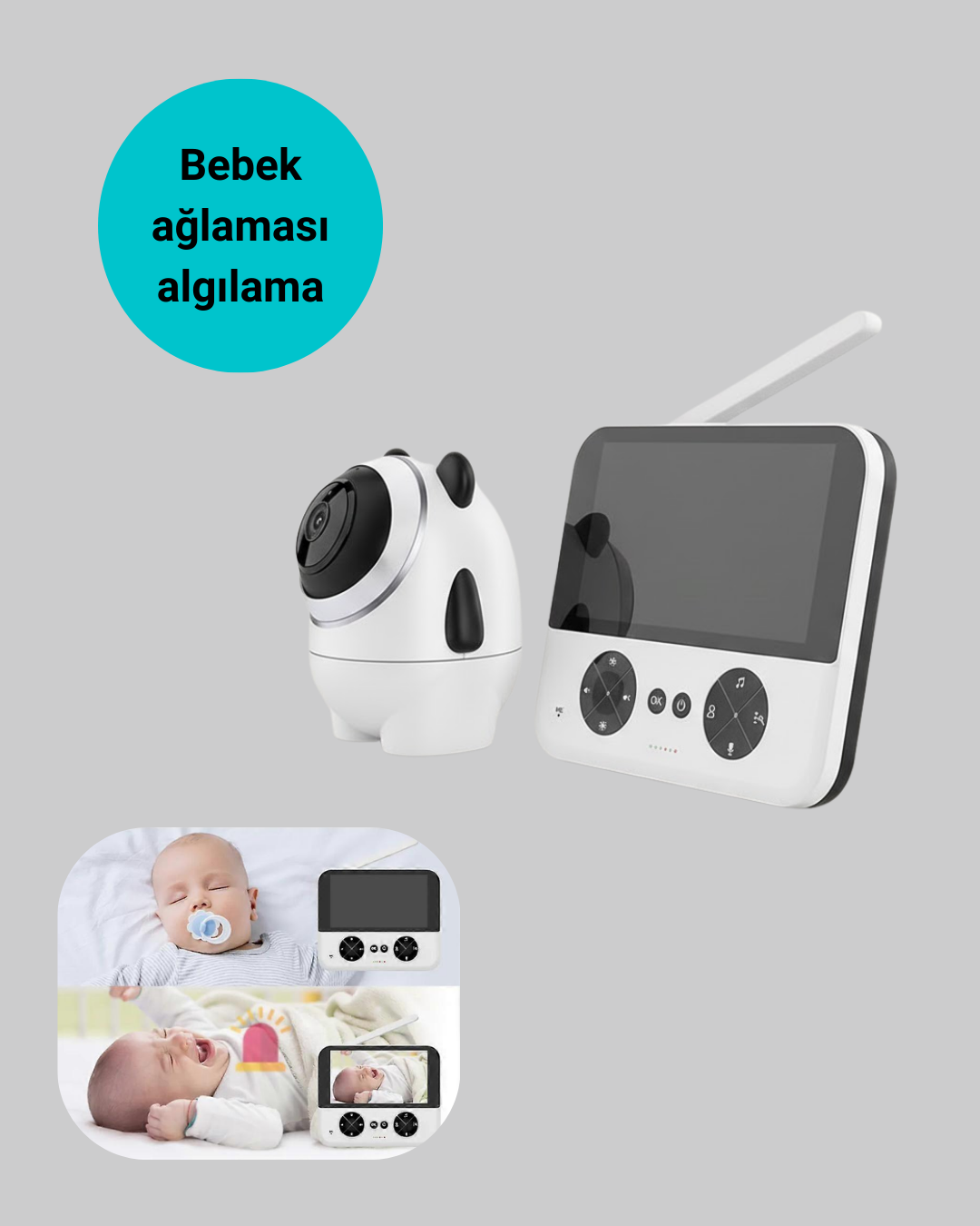 720P Bebek Kamerası Uzaktan Kontrollü Gece Görüşlü Monitör - Görsel 3