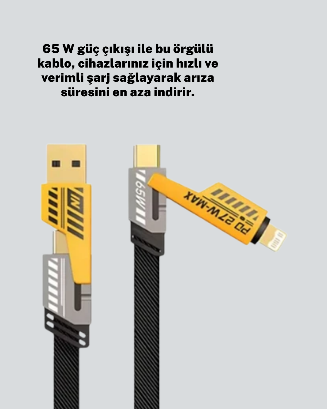 Akıllı Telefon Tablet Laptop Uyumlu 65W Güçlü Veri Kablosu - Görsel 3