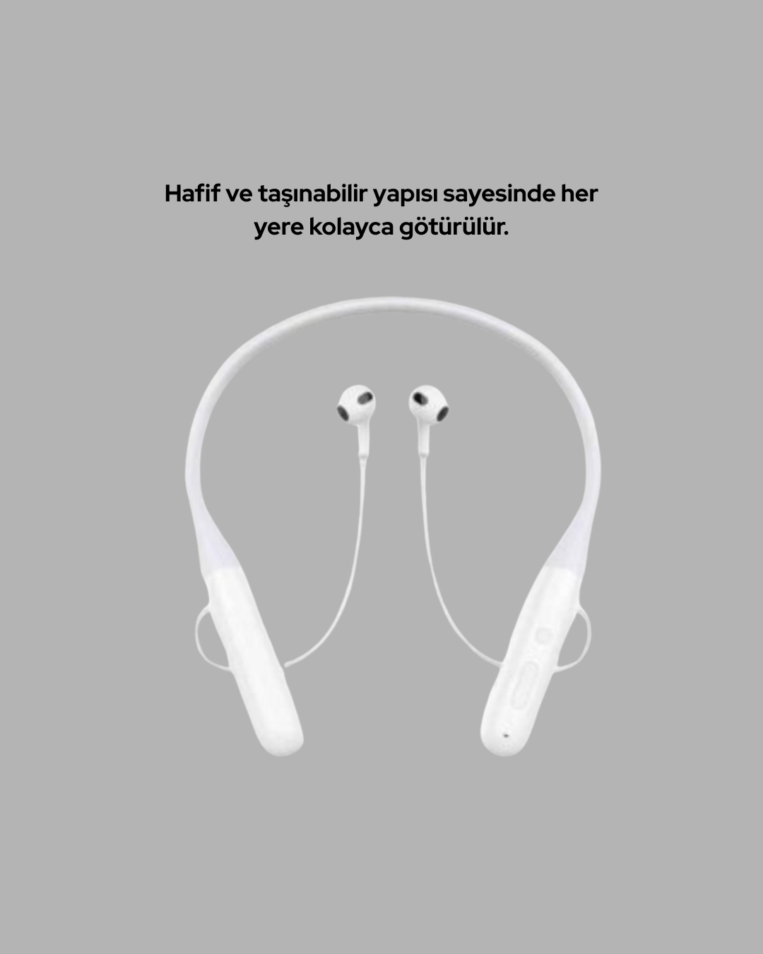 100 Saat Pil Ömrü Boyun Askılı Bluetooth Kablosuz Kulaklık - Görsel 3