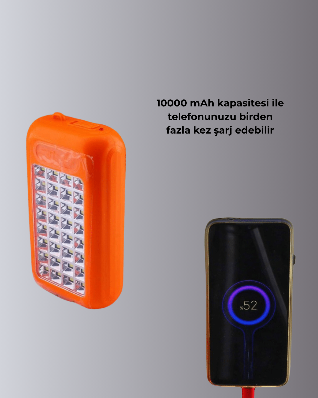 Güneş Paneli ile Şarj Olan 32 LED’li Powerbank Cihazı - Görsel 3