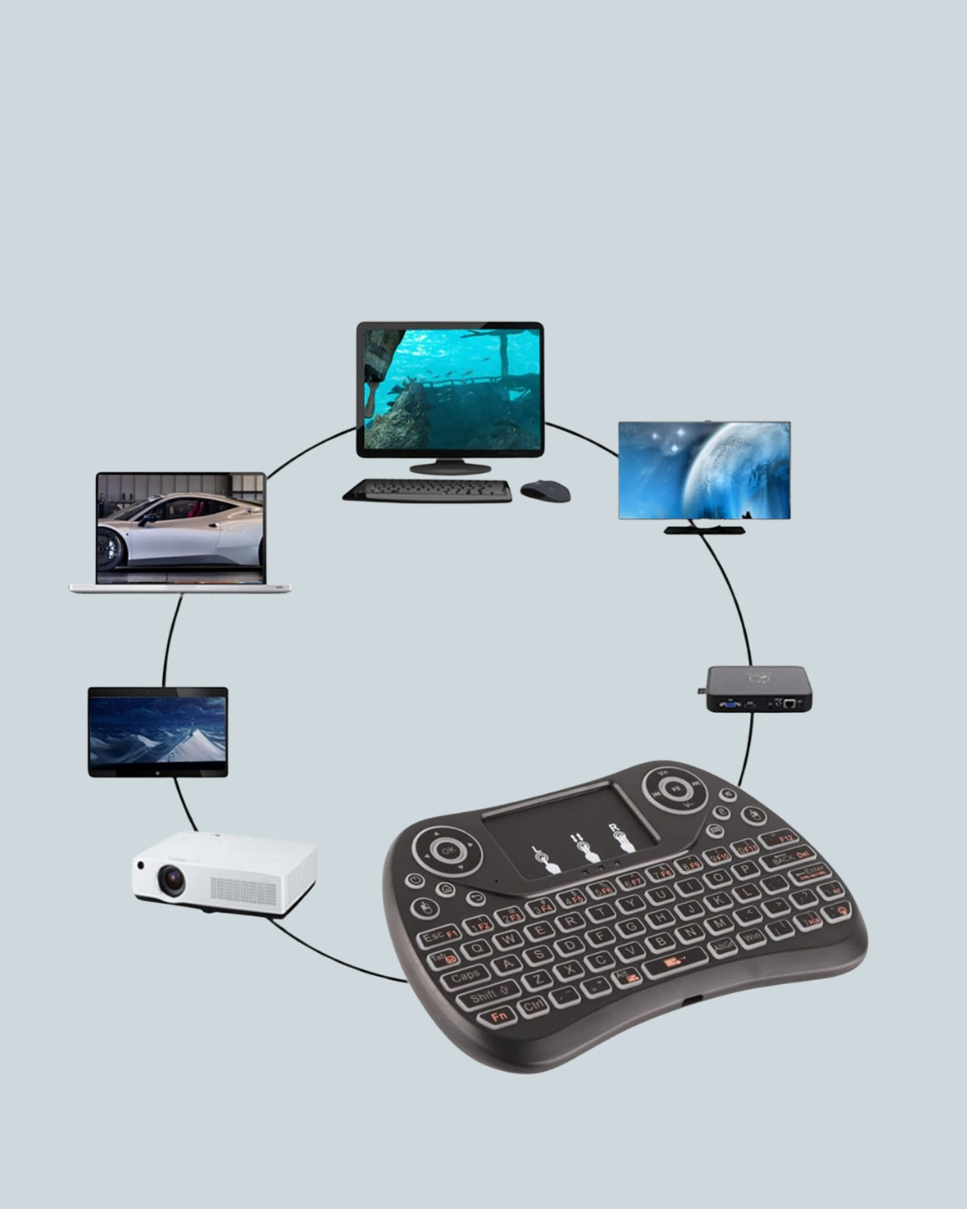 Işıklı Kablosuz Mini Klavye – 2.4 GHz, Dokunmatik Mouse Özellikli - Görsel 3