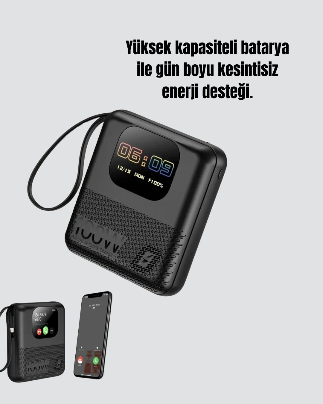 2025 Model 10000 mAh Akıllı Powerbank ve Akıllı Saat Özellikli Şarj Cihazı - Görsel 3
