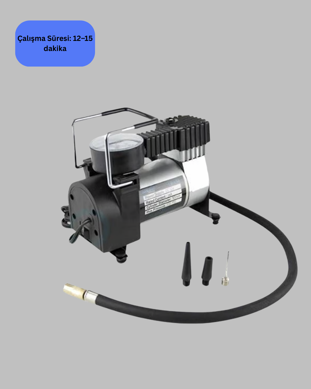 Araç Çakmak Girişli Metal Hava Kompresörü 10A Güçlü Motor - Görsel 3