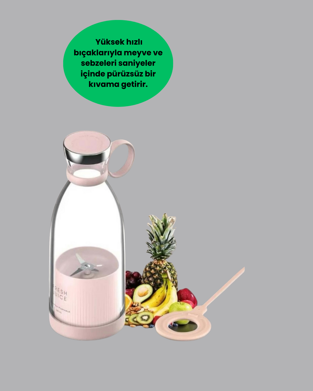 Taşınabilir USB Şarjlı Taze Meyve Suyu Blender - Görsel 5