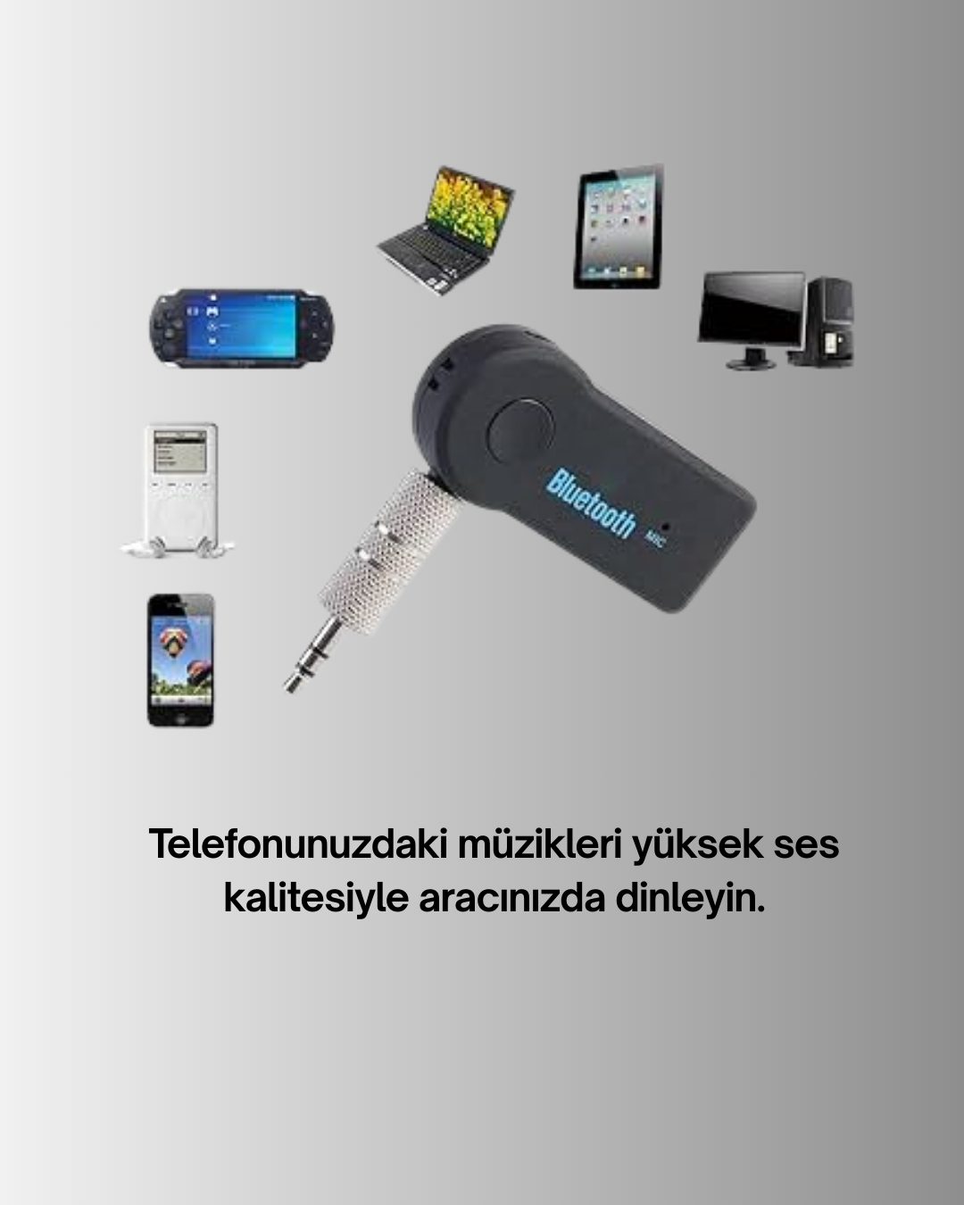 Araç İçi Bluetooth AUX Adaptörü ve Telefon Görüşme Cihazı - Görsel 3