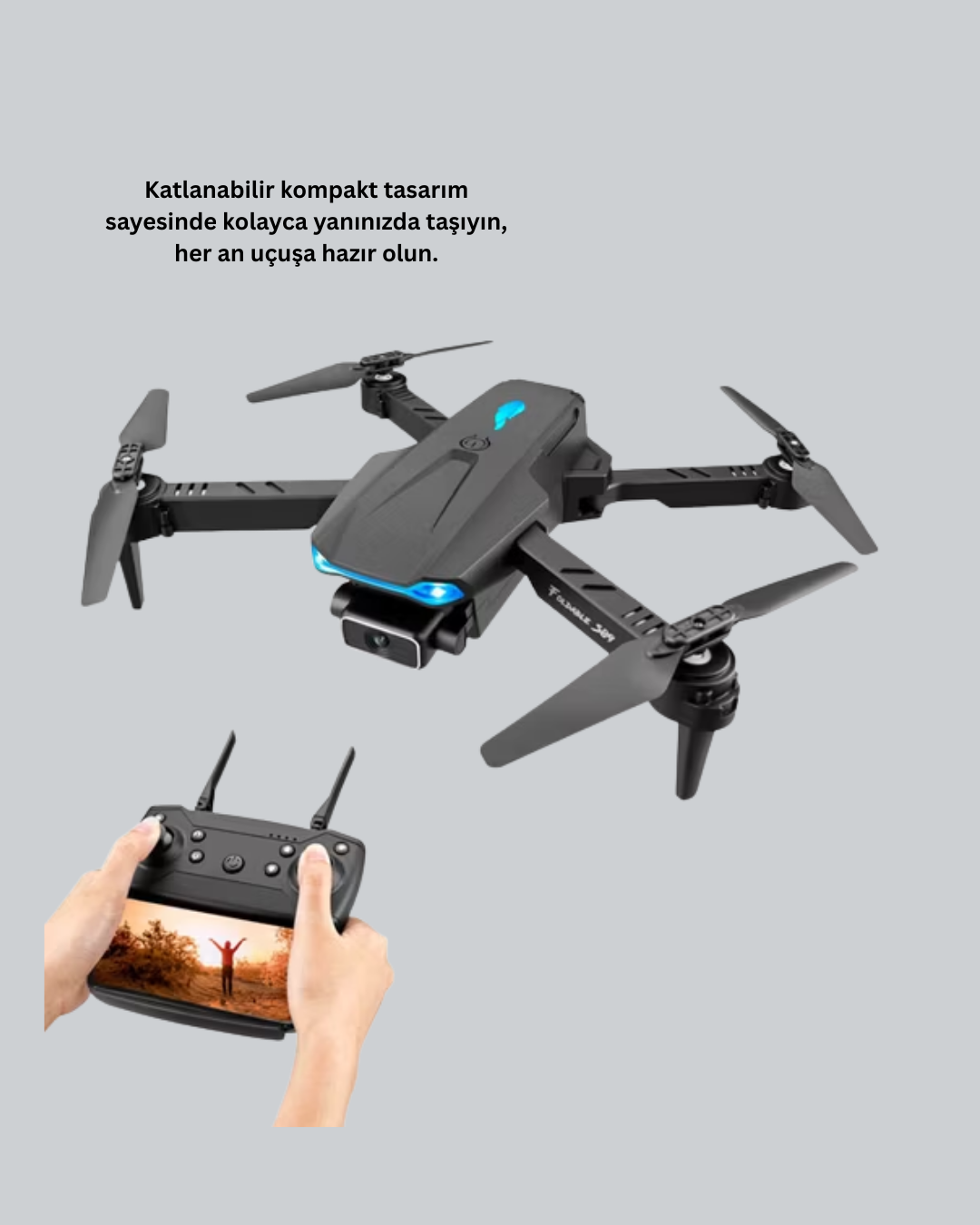 Katlanabilir 4K Kamera Drone Uzaktan Kumandalı Profesyonel Drone - Görsel 3
