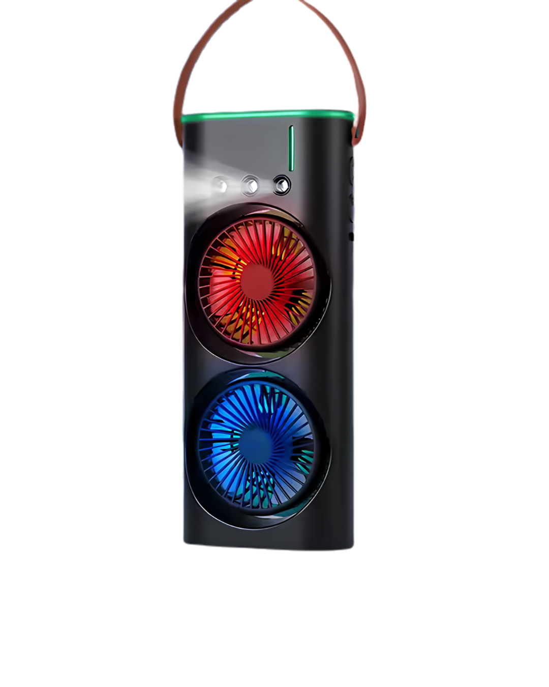 Şarjlı Buharlı Serinletici Fan RGB Işıklı Çift Pervaneli Masa Fanı - Görsel 2