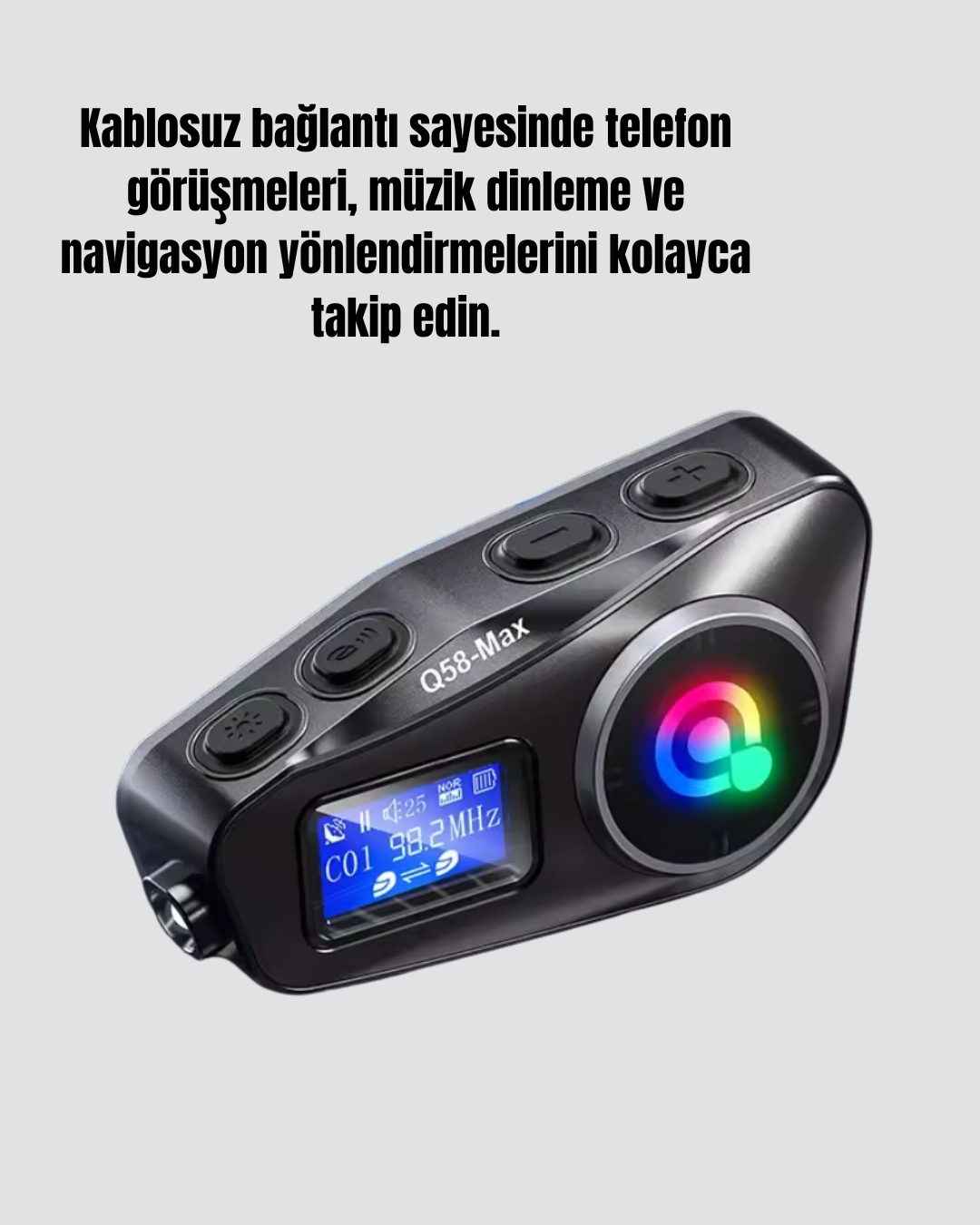 IP65 Suya Dayanıklı Kask Bluetooth Kulaklık LCD Ekranlı - Görsel 3