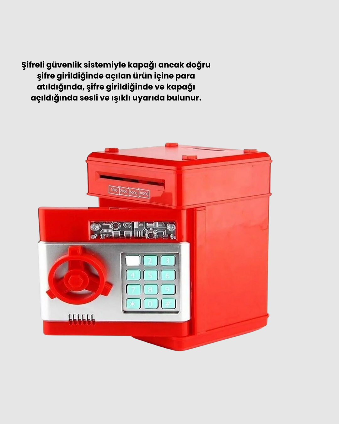 Kırmızı ATM Tasarımlı Şifreli Para Kasası Kumbara - Görsel 4