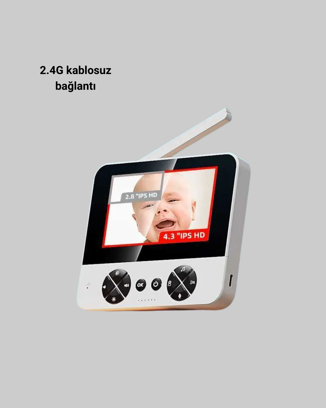 720P Bebek Kamerası Uzaktan Kontrollü Gece Görüşlü Monitör - Görsel 4