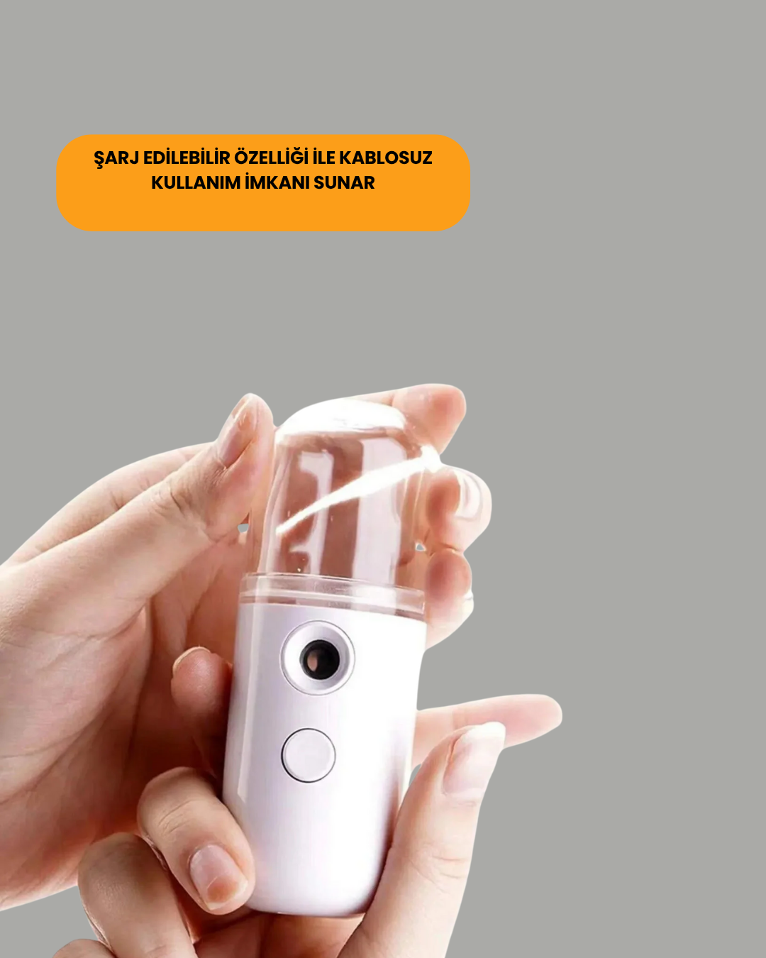 Kablosuz Şarjlı Mini Buhar Nemlendirici – Cilt ve Ortam İçin Taşınabilir Akıllı Cihaz - Görsel 4