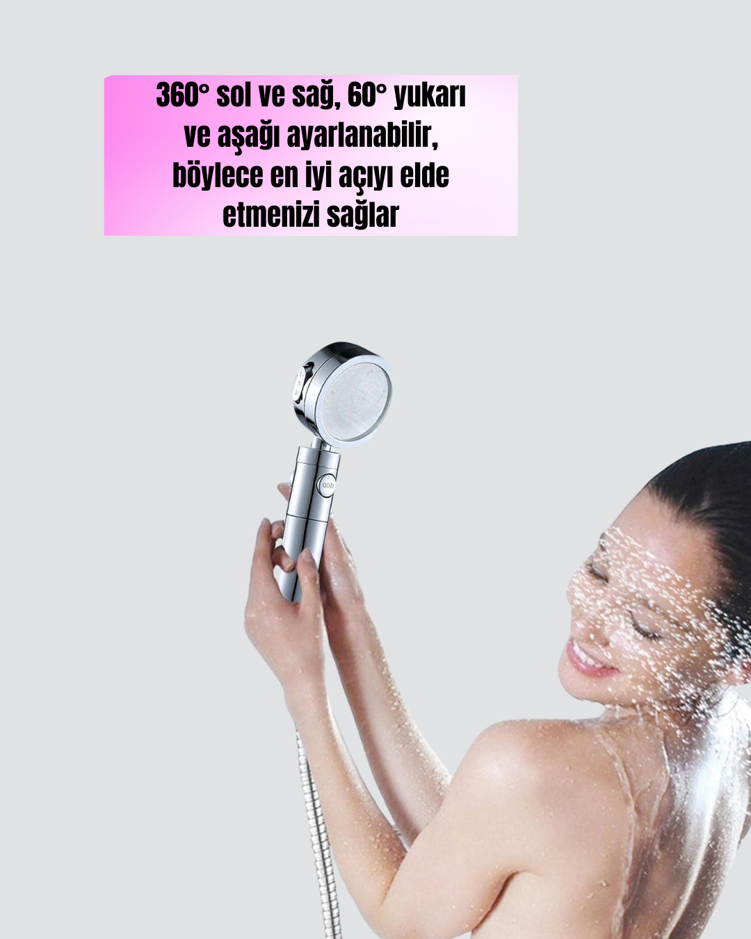 360° Ayarlanabilir Çok Fonksiyonlu Duş Başlığı - Görsel 4