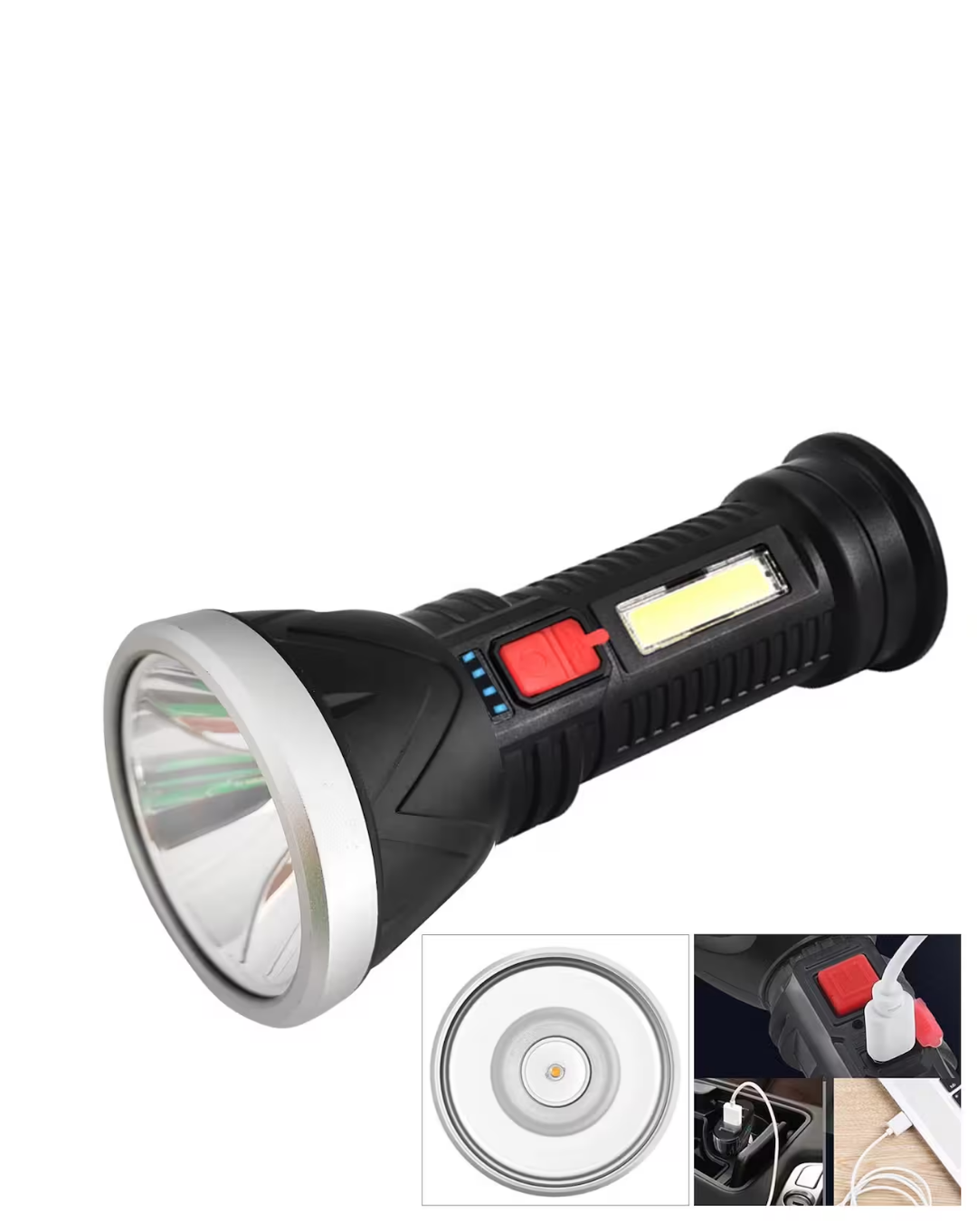 Şarjlı LED El Feneri 9 LED Güçlü Işık ve 4 Modlu Kullanım - Görsel 4