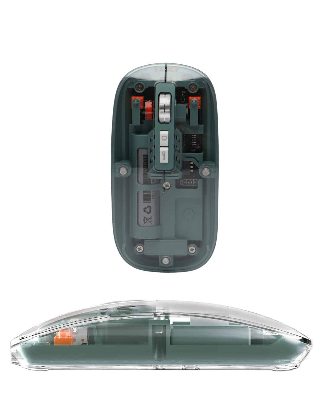Bluetooth ve 2.4G USB Destekli Pilli Kablosuz Şeffaf Mouse - Görsel 5