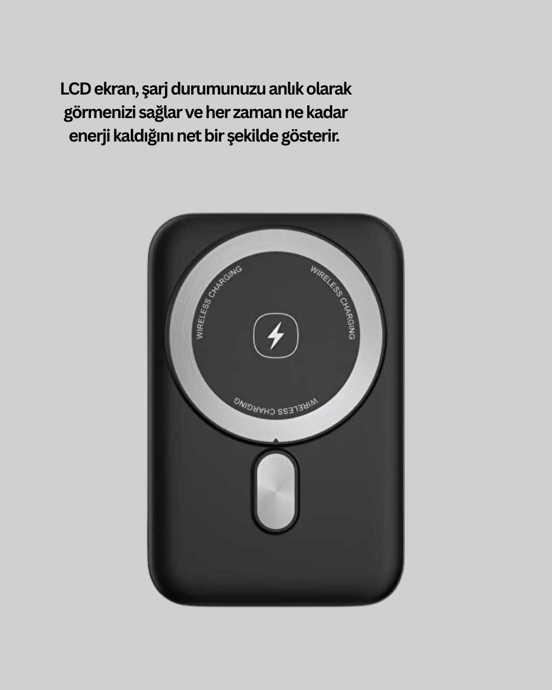 LCD Ekranlı Kablosuz Powerbank Type C ve USB Çıkışlı - Görsel 4