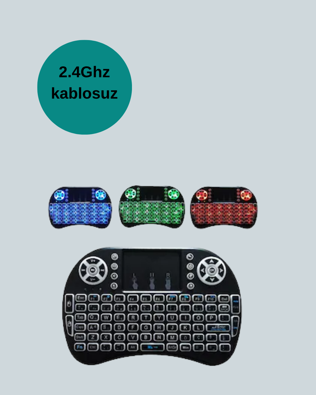 Işıklı Kablosuz Mini Klavye – 2.4 GHz, Dokunmatik Mouse Özellikli - Görsel 4