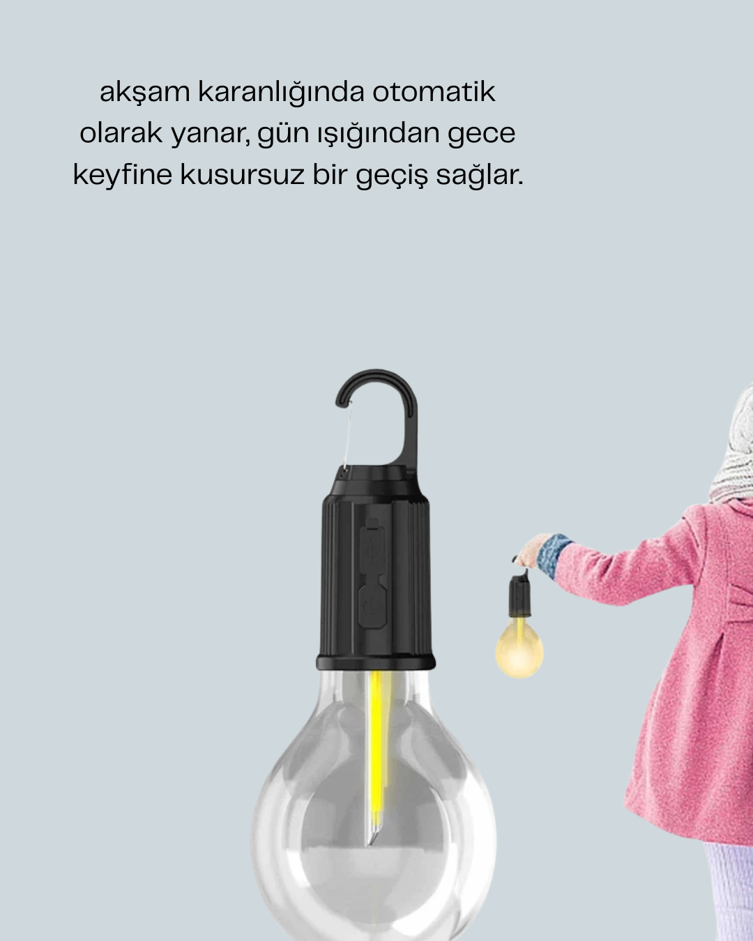 Akıllı Sensörlü USB Şarjlı Kamp Lambası - Görsel 3