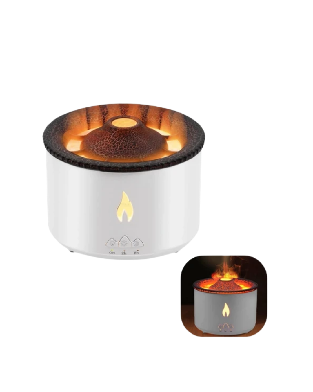 LED Alev Efektli Aroma Difüzörü Ultrasonik Hava Nemlendirici Gece Lambası Fonksiyonlu - Görsel 4