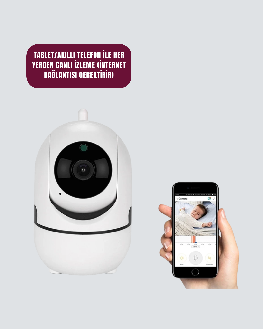 360° Dönen Akıllı WiFi Kamera – Uzaktan Kontrol ve İki Yönlü Ses Özellikli - Görsel 3