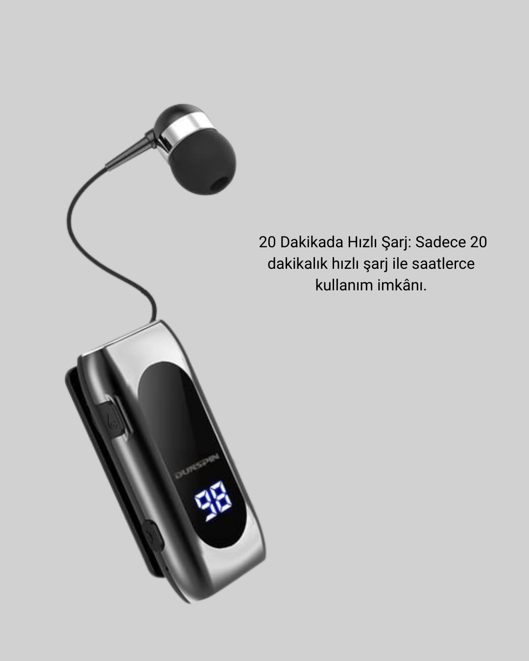 20 Dakikada Hızlı Şarj – Titreşimli Uyarılı Kablosuz Kulaklık - Görsel 4