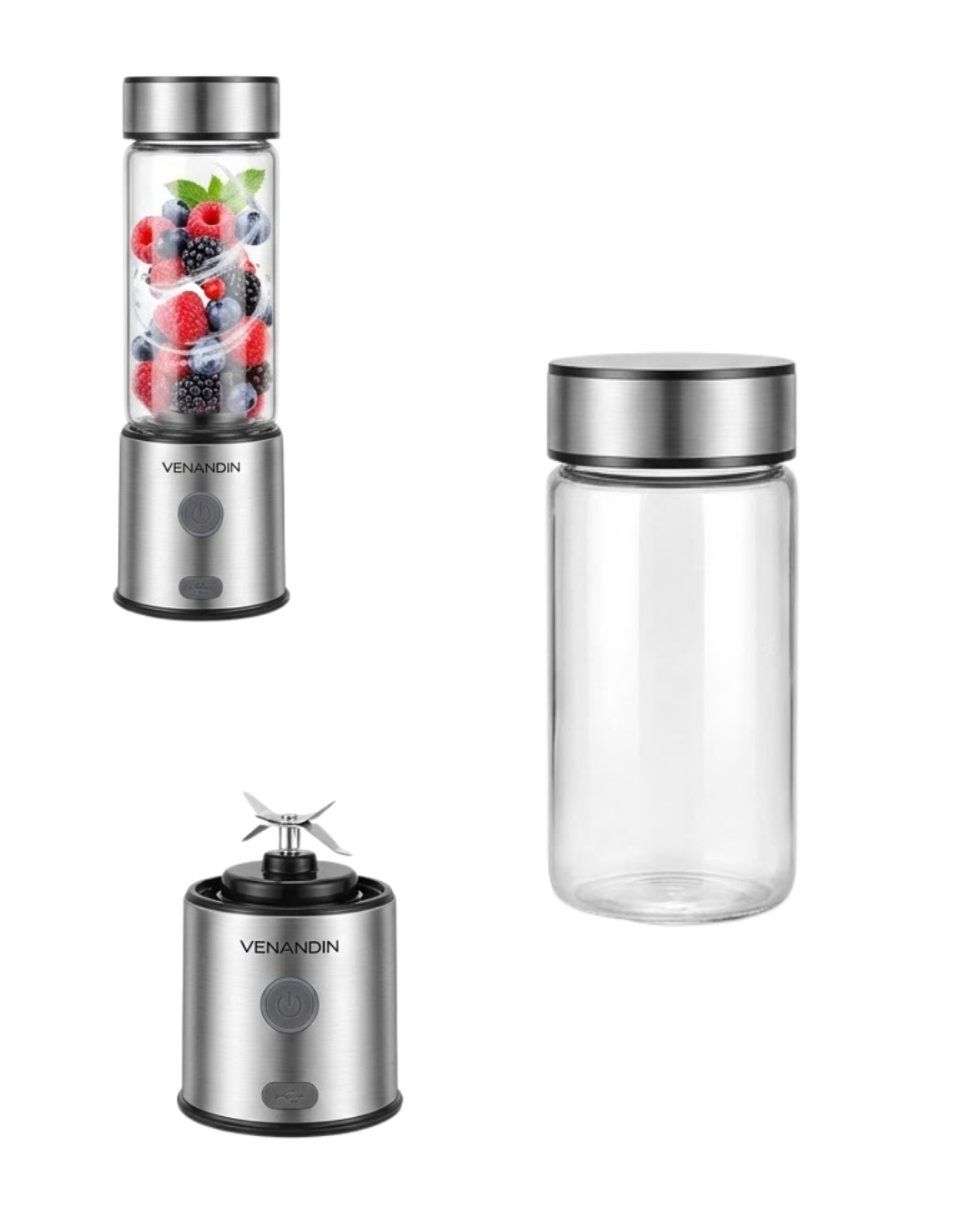 Taşınabilir Cam Blender 450 ml 350 ml Çift Hazneli Smoothie Blender - Görsel 4