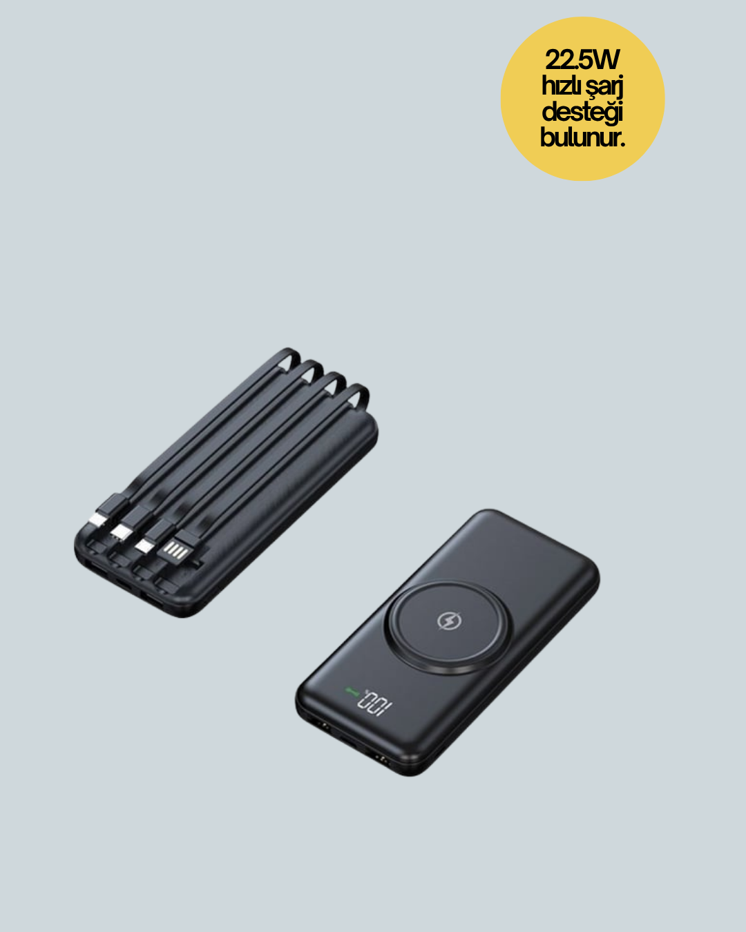 Çoklu Cihaz Uyumu ile Kablolu ve Kablosuz Şarj – Pratik Powerbank - Görsel 4