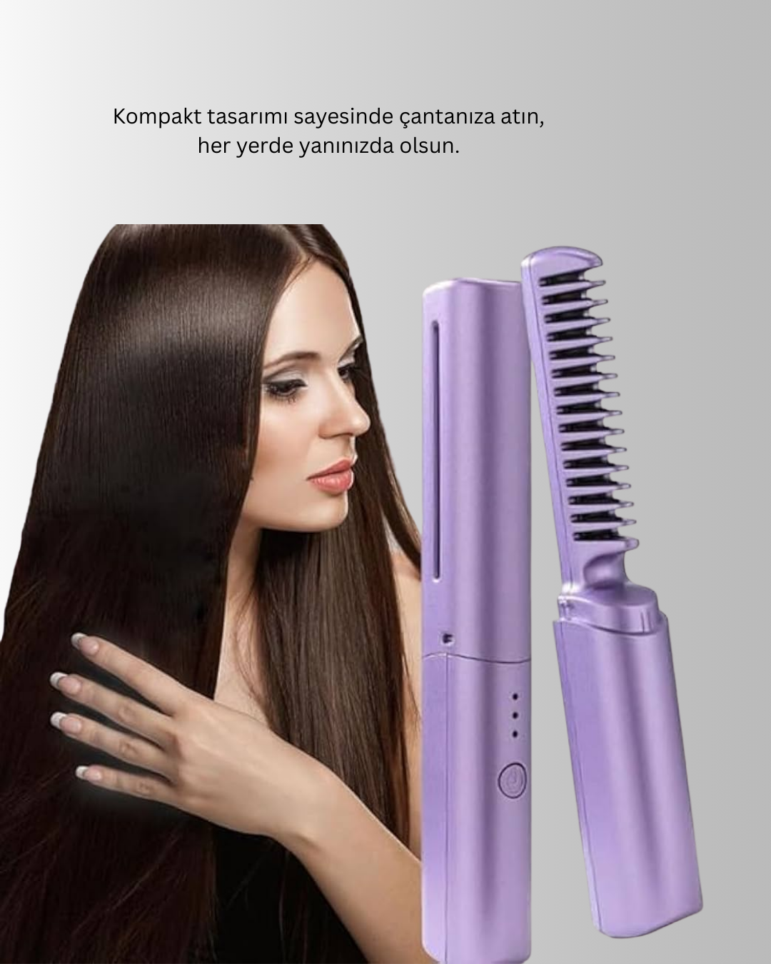 Şarjlı Saç Düzleştirici Tarak - Görsel 4