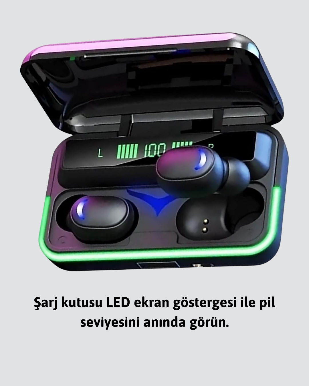 Bluetooth 5.1 Oyuncu Kulaklığı LED Ekranlı Powerbank Kulaklık - Görsel 4