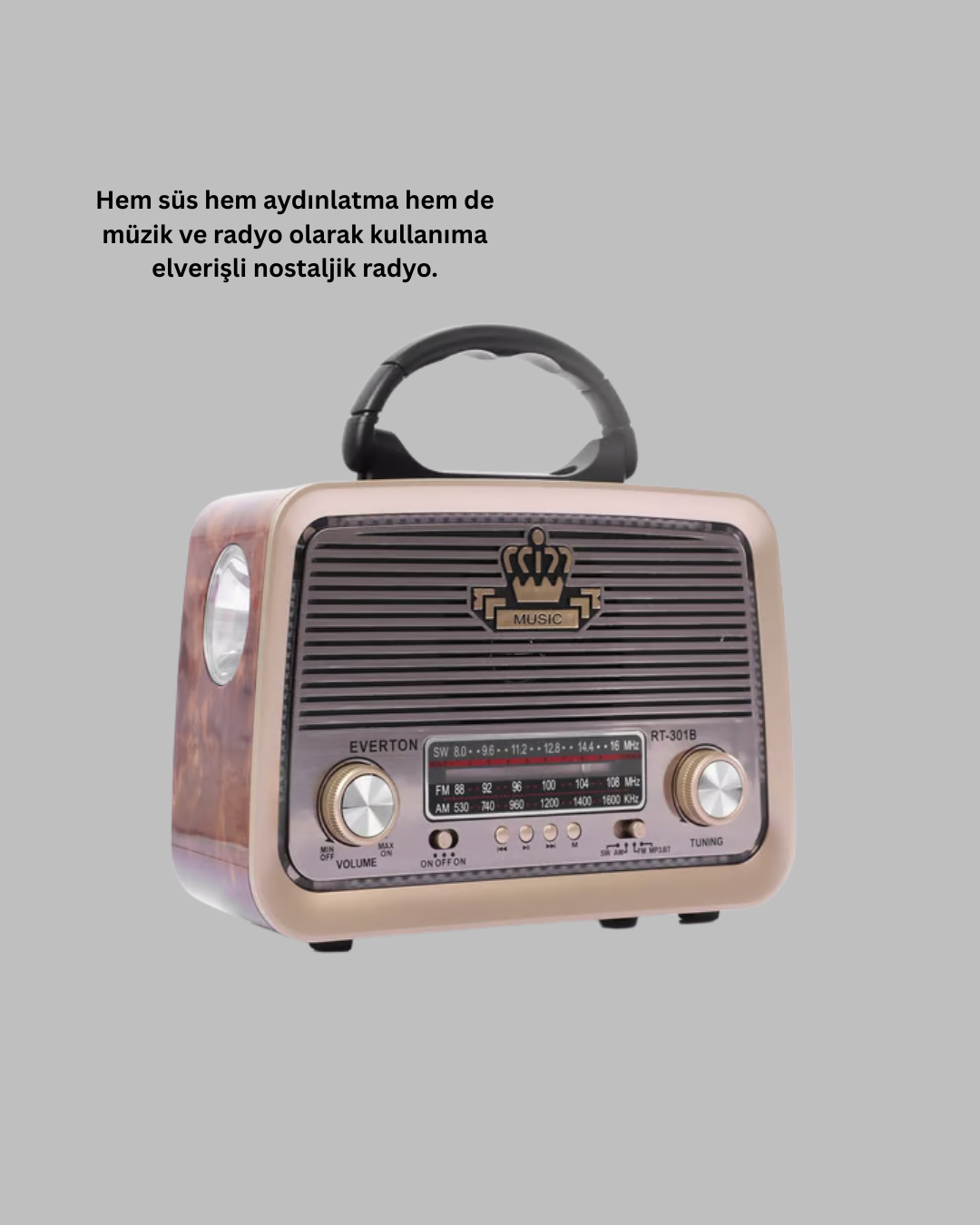 Bluetooth Özellikli Nostalji Radyo 3 Bant FM AM SW - Görsel 4