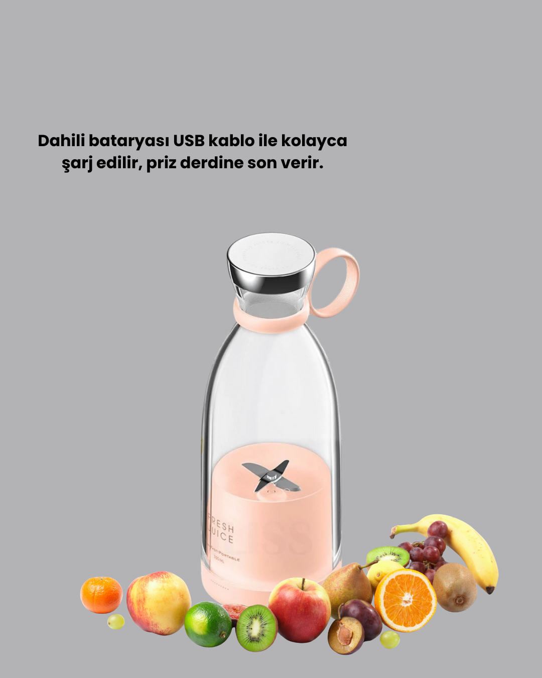 Taşınabilir USB Şarjlı Taze Meyve Suyu Blender - Görsel 4