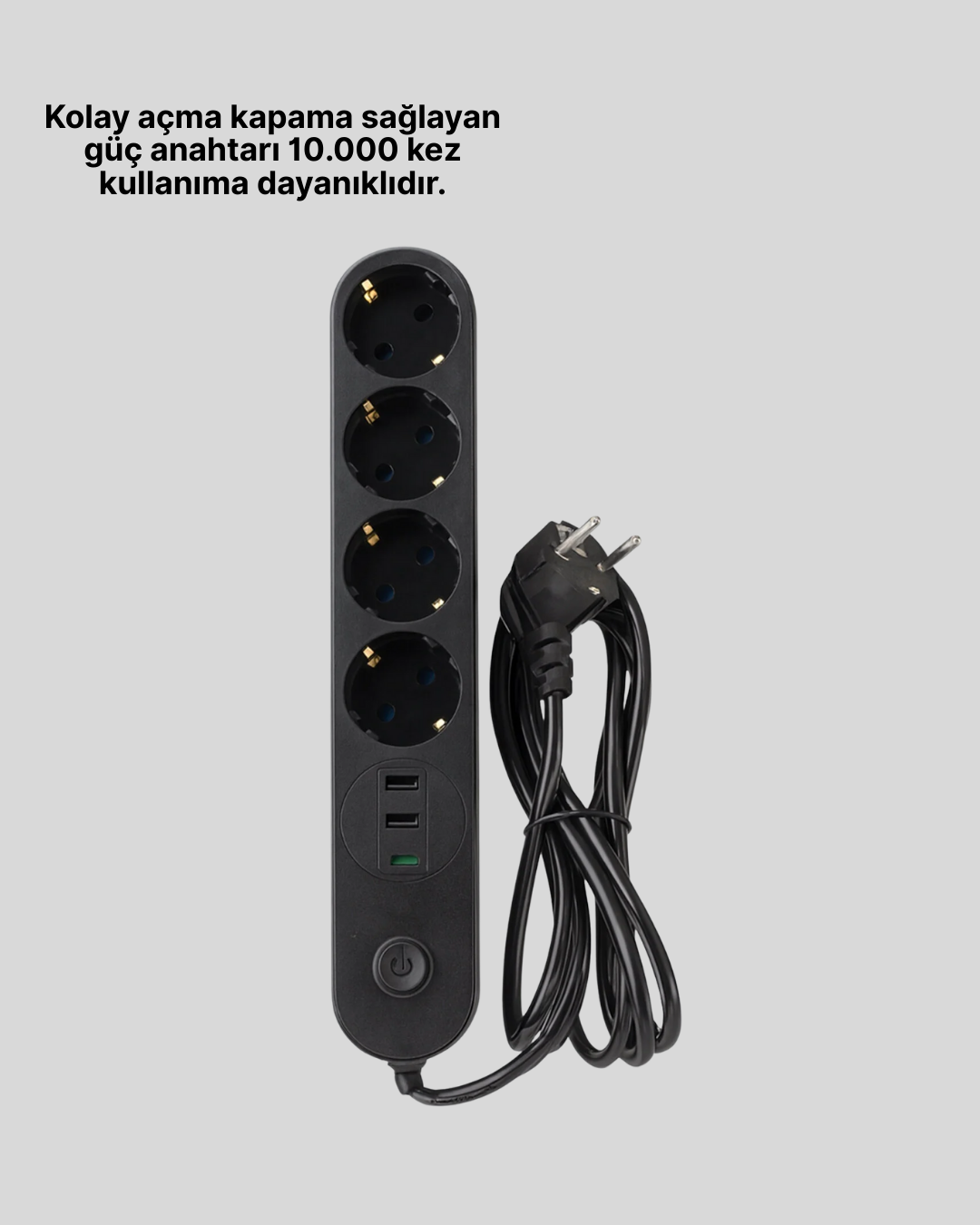 Akım Korumalı Çoklu Priz 4’lü 2 USB 1 Type-C 2500W Güçlü Tasarım - Görsel 4