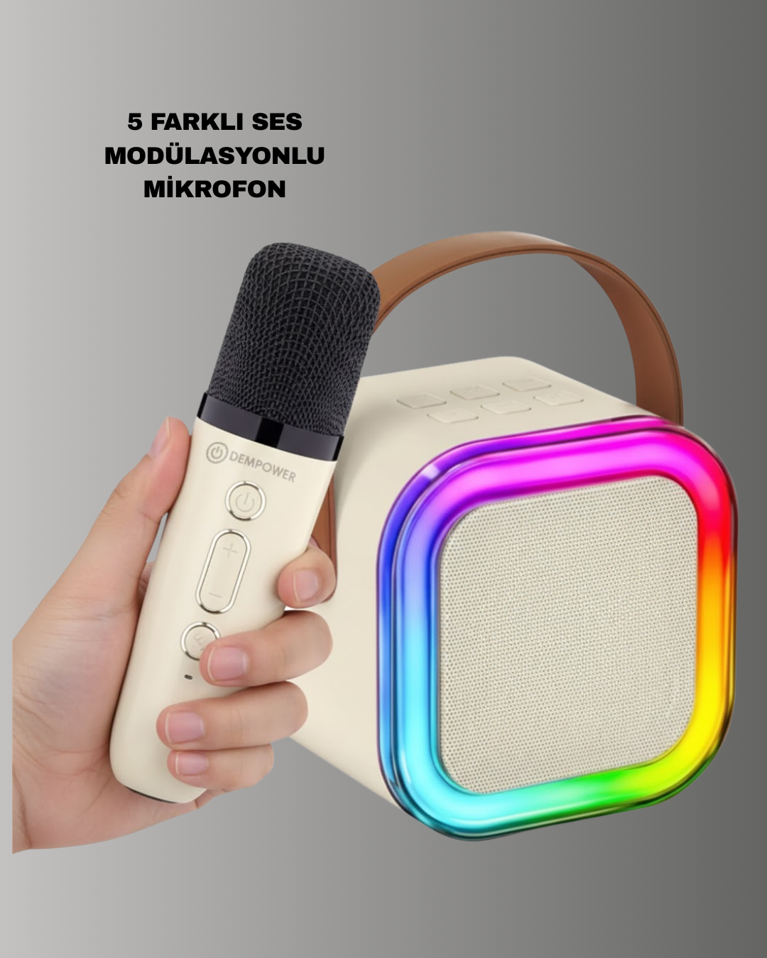 Kablosuz Karaoke Mikrofon Hoparlör Seti Güçlü Ses Çıkışı - Görsel 4