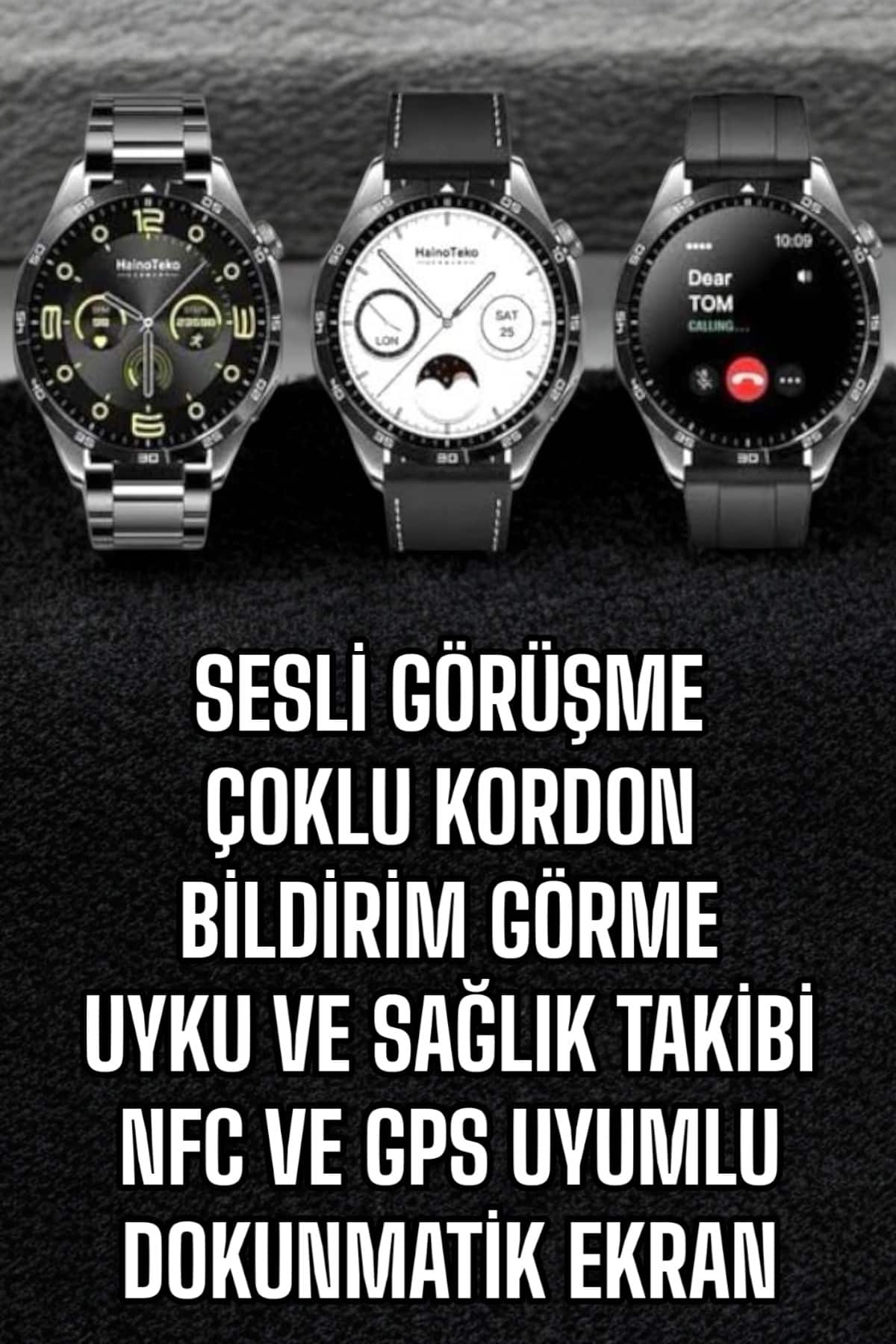 Akıllı Saat Titreşimli Amoled Ekran Uyku ve Sağlık Takibi Sesli Görüşme - Görsel 2
