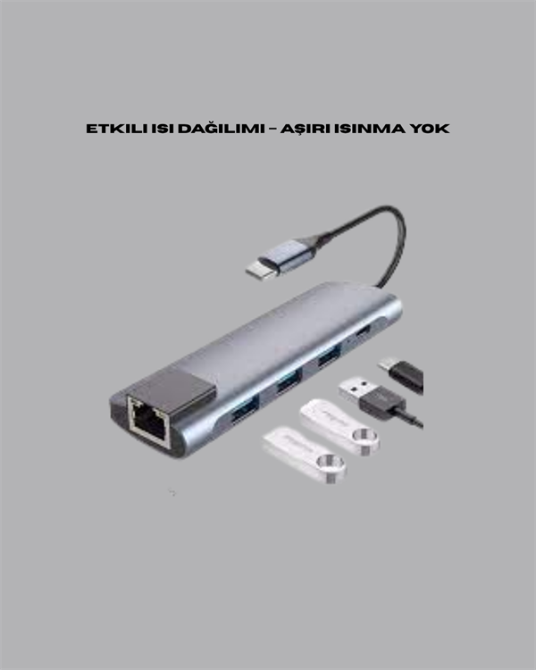 Alüminyum Gövdeli Type‑C HDMI & Ethernet Adaptör – Tak & Çalıştır - Görsel 4