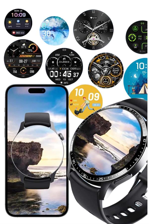 Amoled Ekran Metal Deri Silikon Kordonlu Uyku ve Sağlık Takibi - Görsel 4