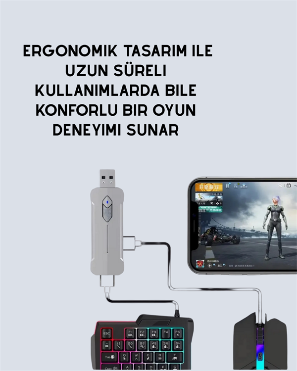 Android Uyumlu Klavye Mouse Oyun Seti – Gecikmesiz Bağlantı, Tak-Çalıştır Özellikli - Görsel 3