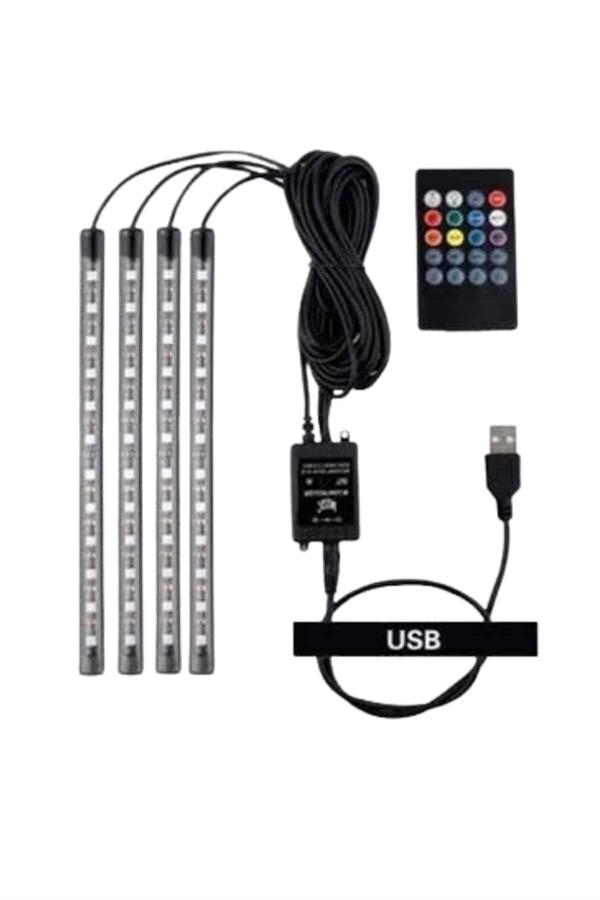 Araç Içi Aydınlatma Kumandalı 12 Led Ayak Altı Led Ambiyans Işığı Sese Duyarlı Kumandalı - Görsel 4
