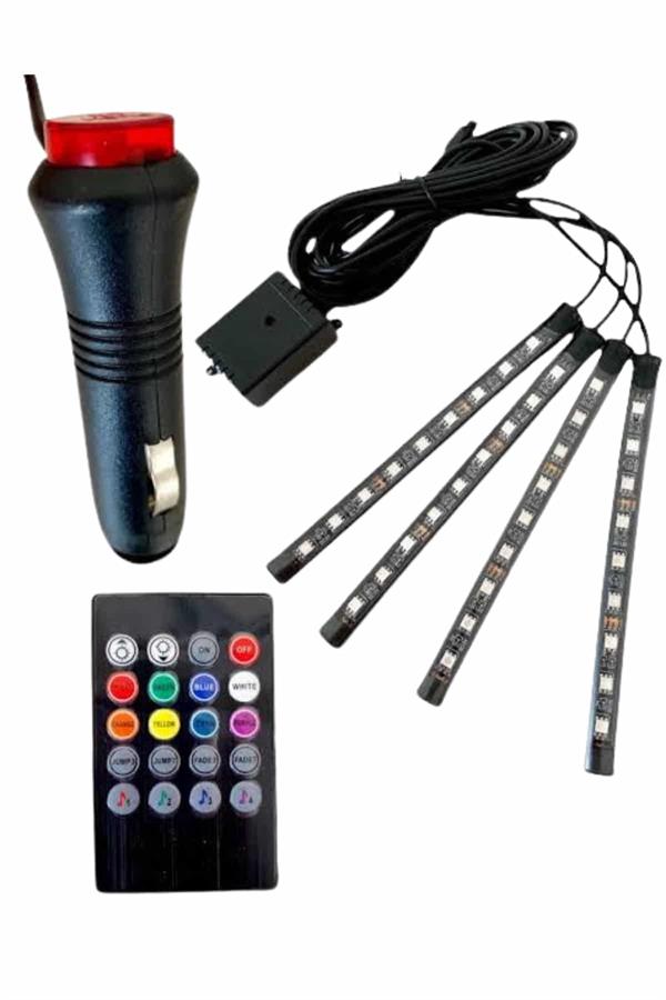 Araç Içi Aydınlatma Kumandalı 12 Led Ayak Altı Led Ambiyans Işığı Sese Duyarlı Kumandalı - Görsel 5