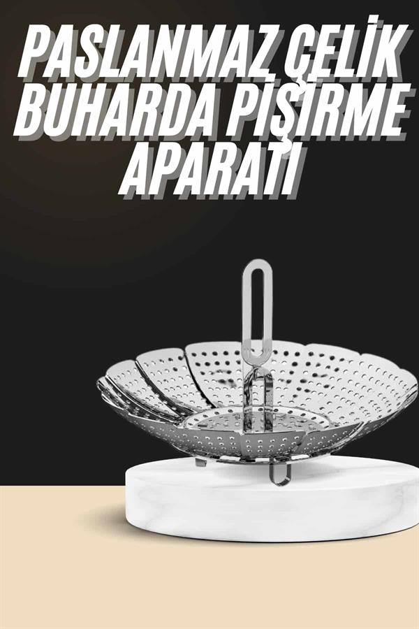 Buharda Pişirme Haşlama Aparatı Açılır Kapanır Paslanmaz Çelik Sebze Haşlama - Görsel 2