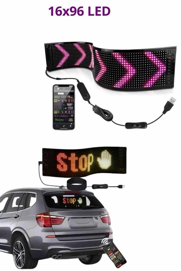 Cama Yapışan En Büyük Boy Telefon Kontrollü Led Ekran Digital Araba Yazısı - Görsel 5