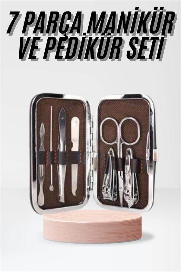 Çantalı 7 Parça Manikür Pedikür Seti Tırnak Makası Cımbız Törpü - Görsel 2