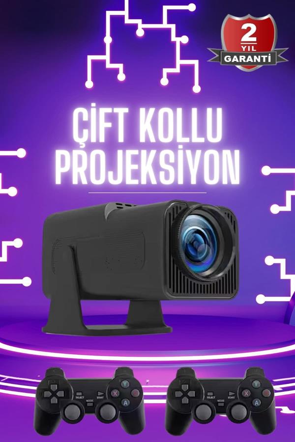 Çift Kollu Projeksiyon Taşınabilir Game Projektör Full Hd 1080P 4k Projeksiyon Gamepad - Görsel 2