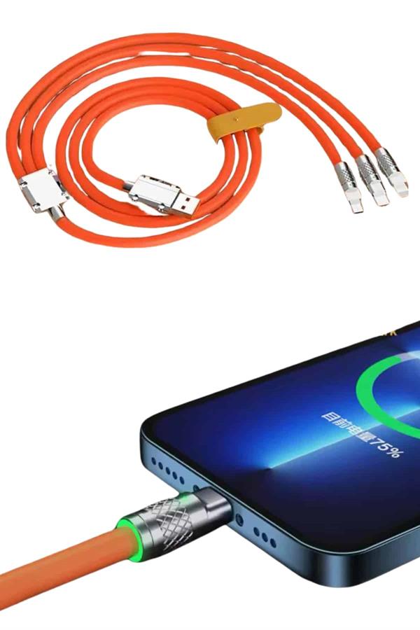 Çoklu Şarj Kablosu USB Type-C İOS Uyumlu 120W Hızlı Şarj Kablosu - Görsel 4