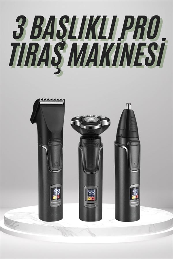 Dijital Göstergeli 3 Başlıklı Tıraş Makinesi Islak Kuru Lazer Öncesi Günlük - Görsel 2