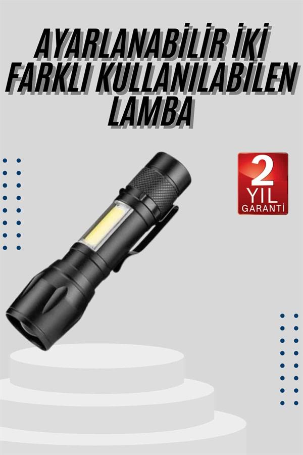 EL Feneri Uzun Menzilli Usb Şarj Edilebilir Kamp Lambası - Görsel 2