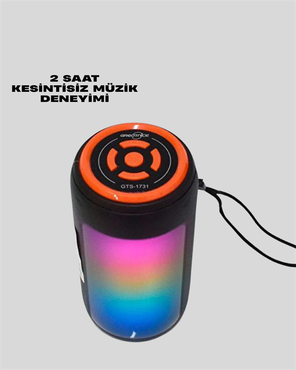 GTS 1731 Bluetooth Hoparlör – Şarjlı, LED Işıklı, FM Radyo Destekli - Görsel 3